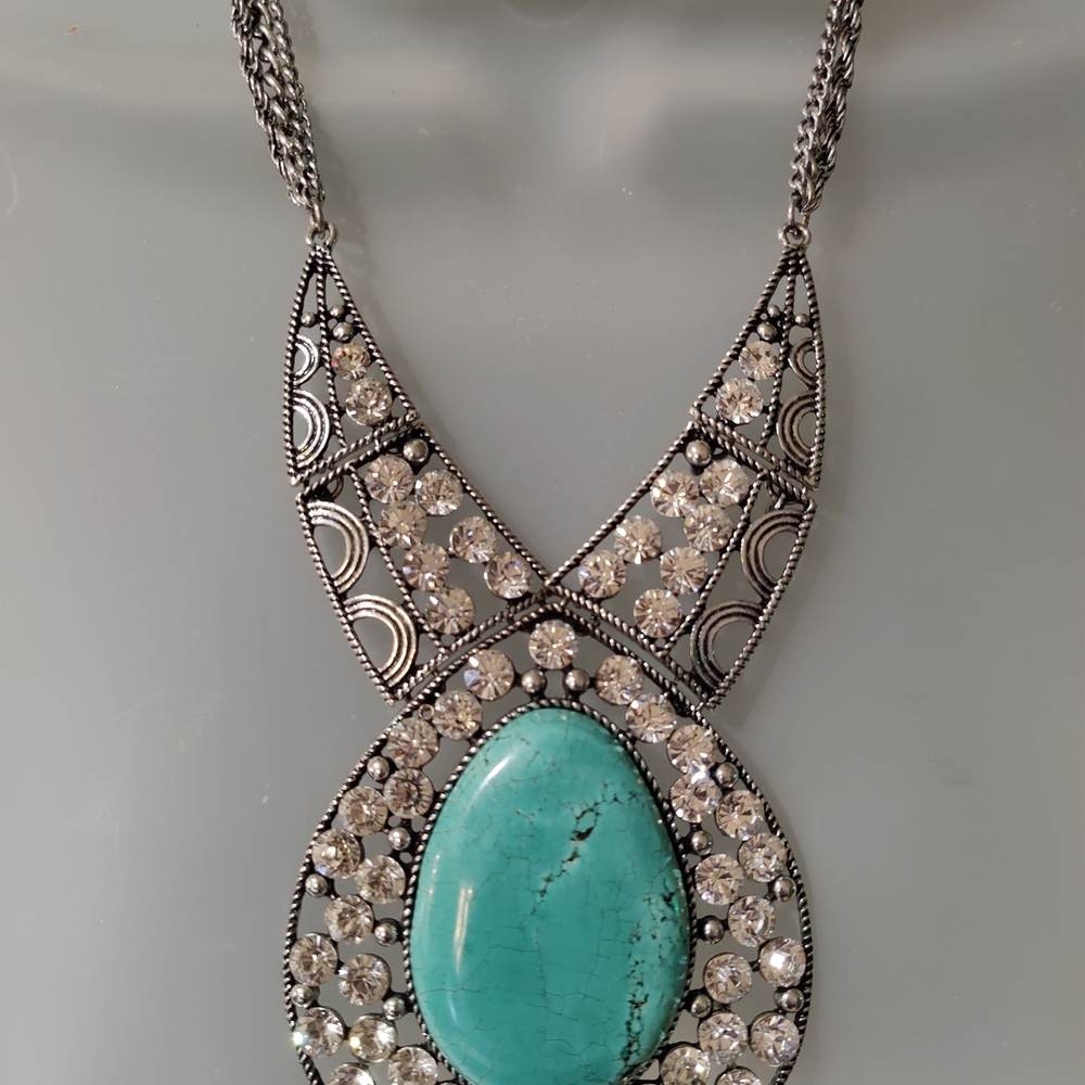 Turquoise and Silver Statement Necklace